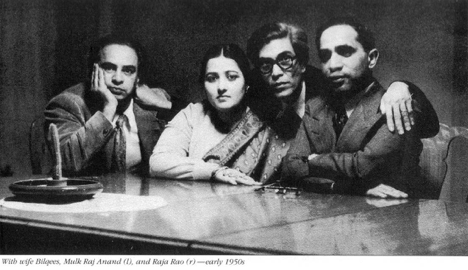Ahmed Ali with his wife Bilqees, Mulk Raj Anand, and Raja Rao