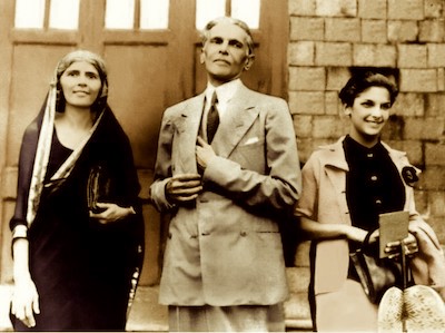 Quaid with Fatima Jinnah (Sister) and Dina Jinnah (Daughter)